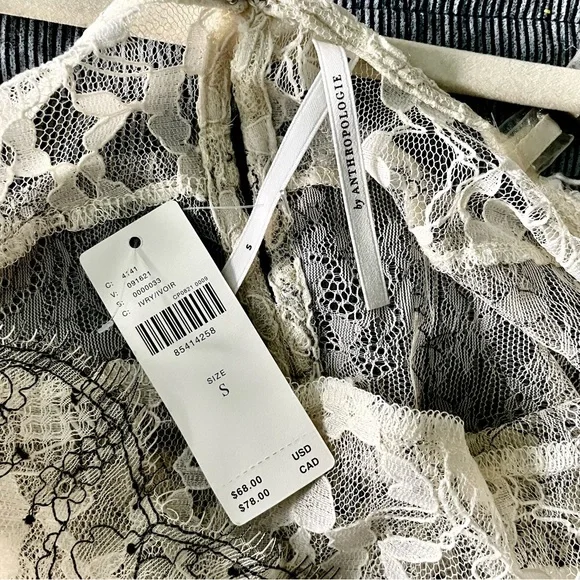 Anthropologie Sheer Mixed Lace Cami In Ivory Size S NWT - Picture 7 of 14
